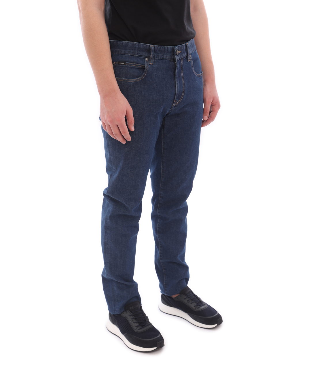 ERMENEGILDO ZEGNA Синие хлопковые прямые джинсы, фото 5