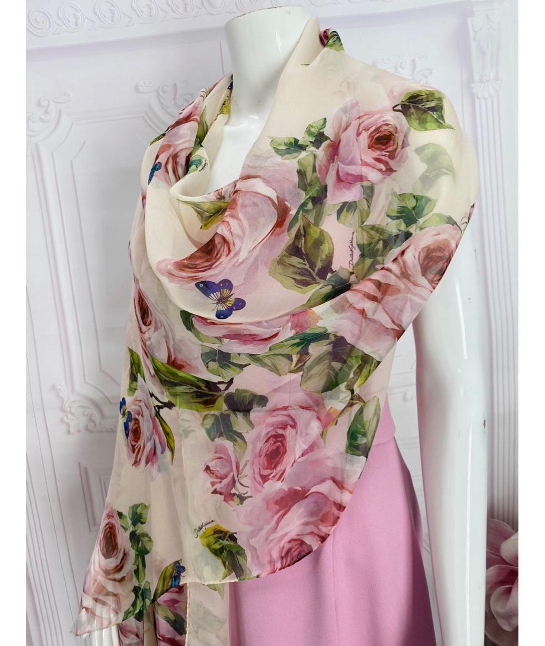 DOLCE&GABBANA Розовый шелковый платок, фото 6