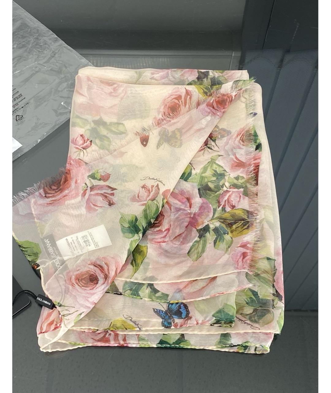 DOLCE&GABBANA Розовый шелковый платок, фото 2
