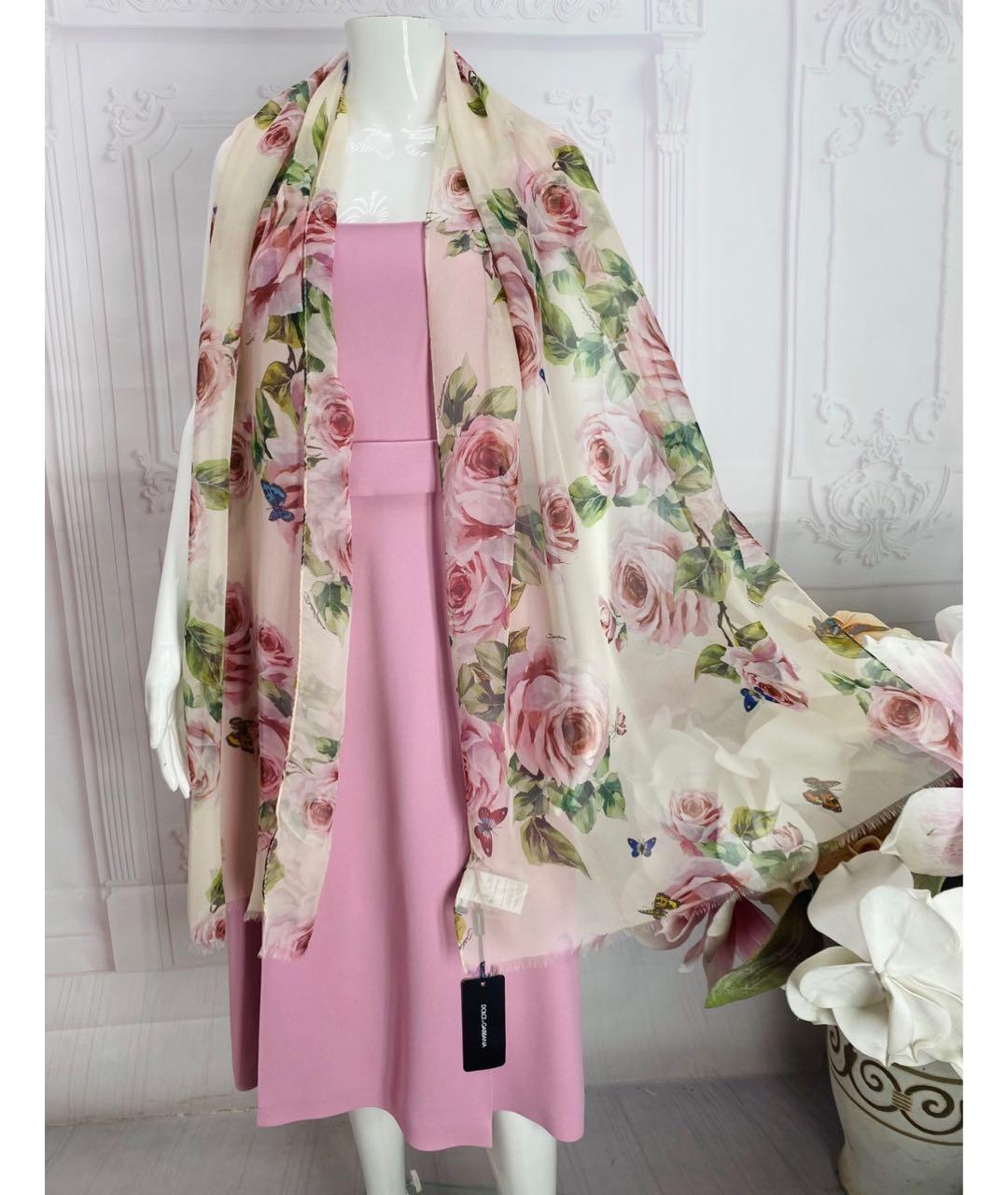 DOLCE&GABBANA Розовый шелковый платок, фото 5