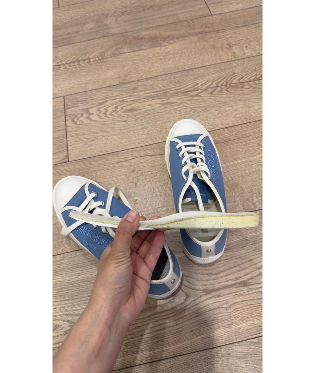 JIMMY CHOO Синие текстильные кеды, фото 7