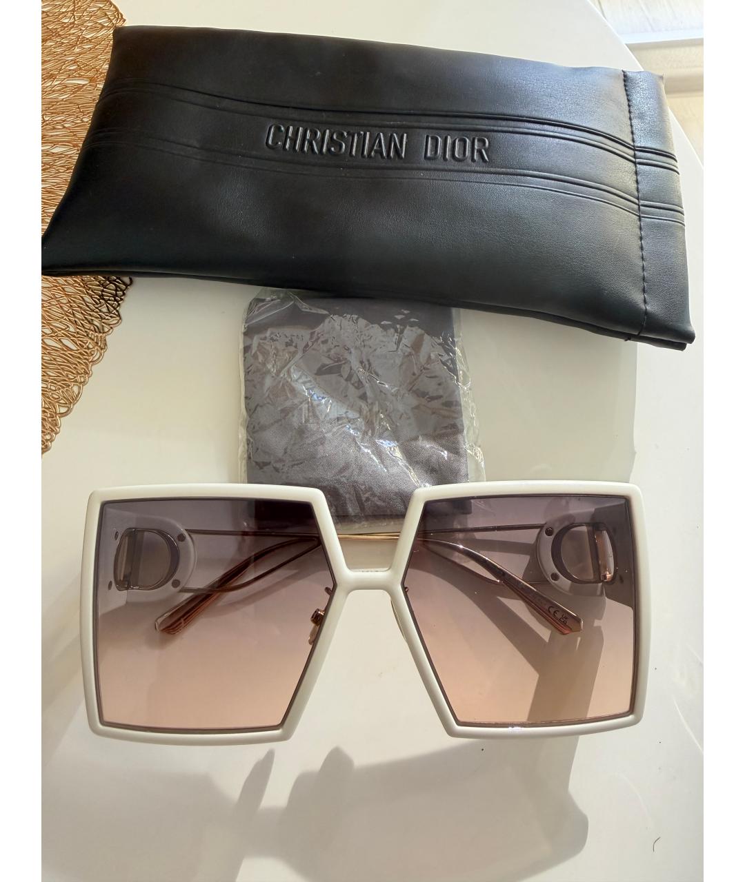 CHRISTIAN DIOR Белые пластиковые солнцезащитные очки, фото 4