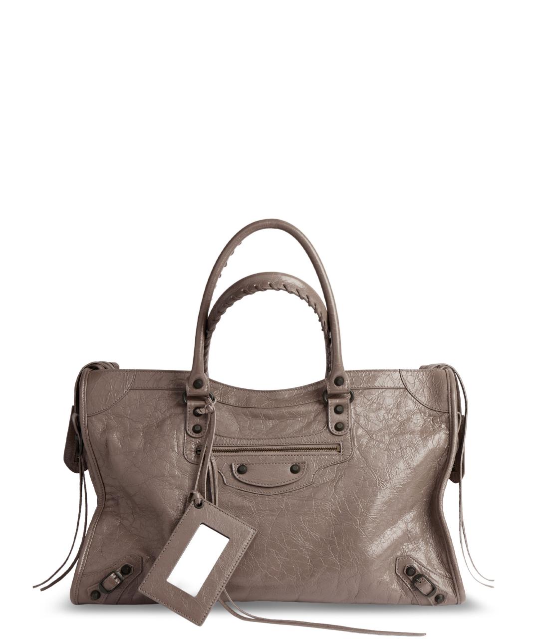 BALENCIAGA Бежевая кожаная сумка тоут, фото 1
