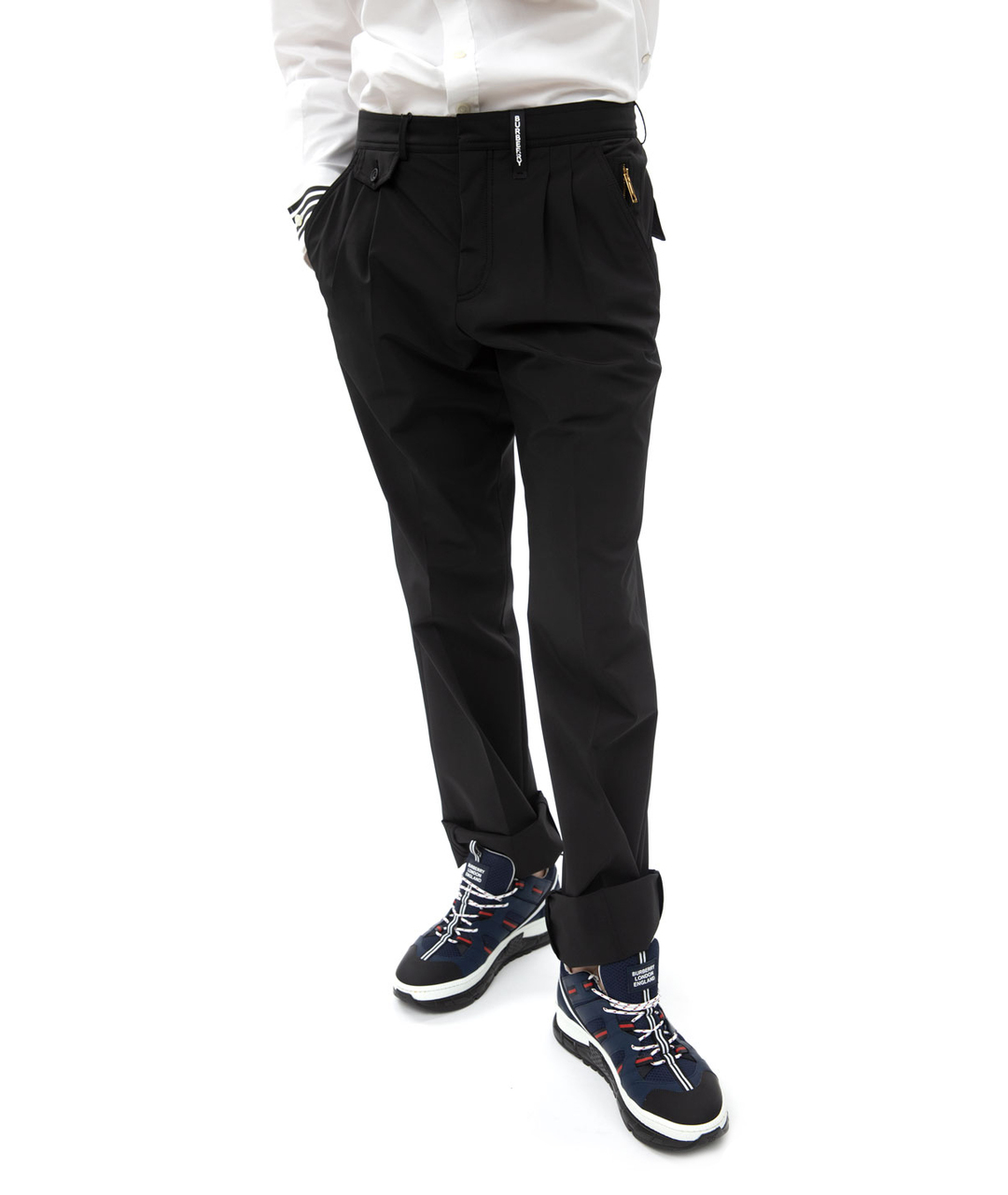 BURBERRY Черные полиэстеровые повседневные брюки, фото 3