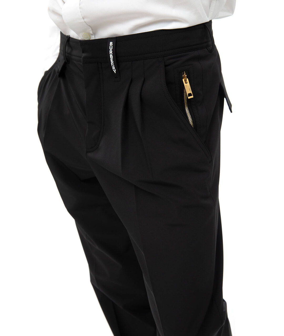 BURBERRY Черные полиэстеровые повседневные брюки, фото 2