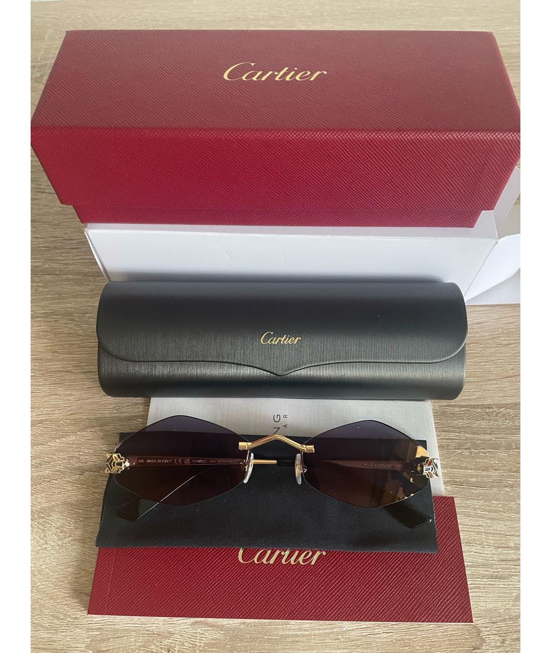 CARTIER Золотые металлические солнцезащитные очки, фото 8