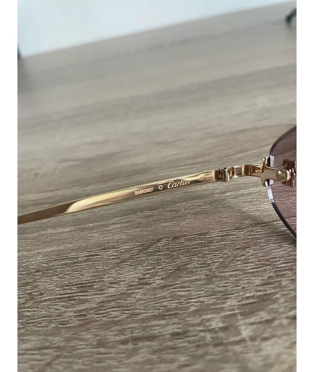 CARTIER Золотые металлические солнцезащитные очки, фото 6