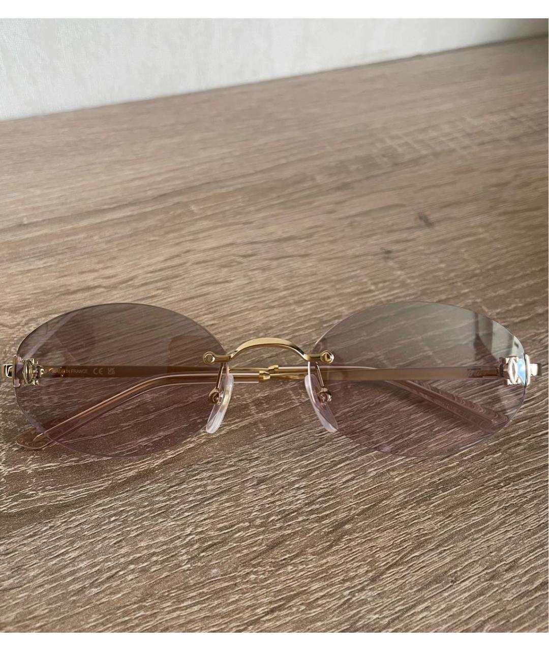 CARTIER Золотые металлические солнцезащитные очки, фото 2