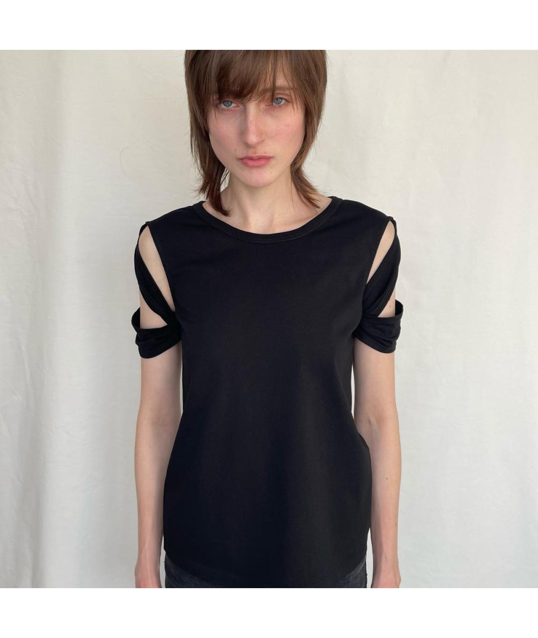 HELMUT LANG Черная хлопковая футболка, фото 2