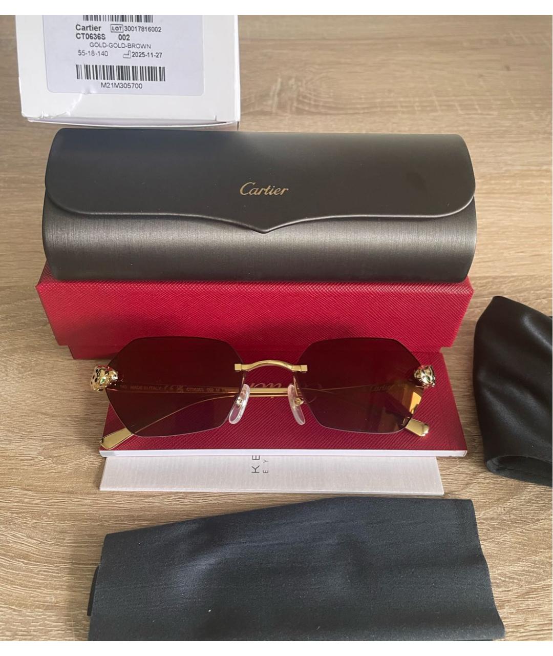 CARTIER Золотые металлические солнцезащитные очки, фото 8