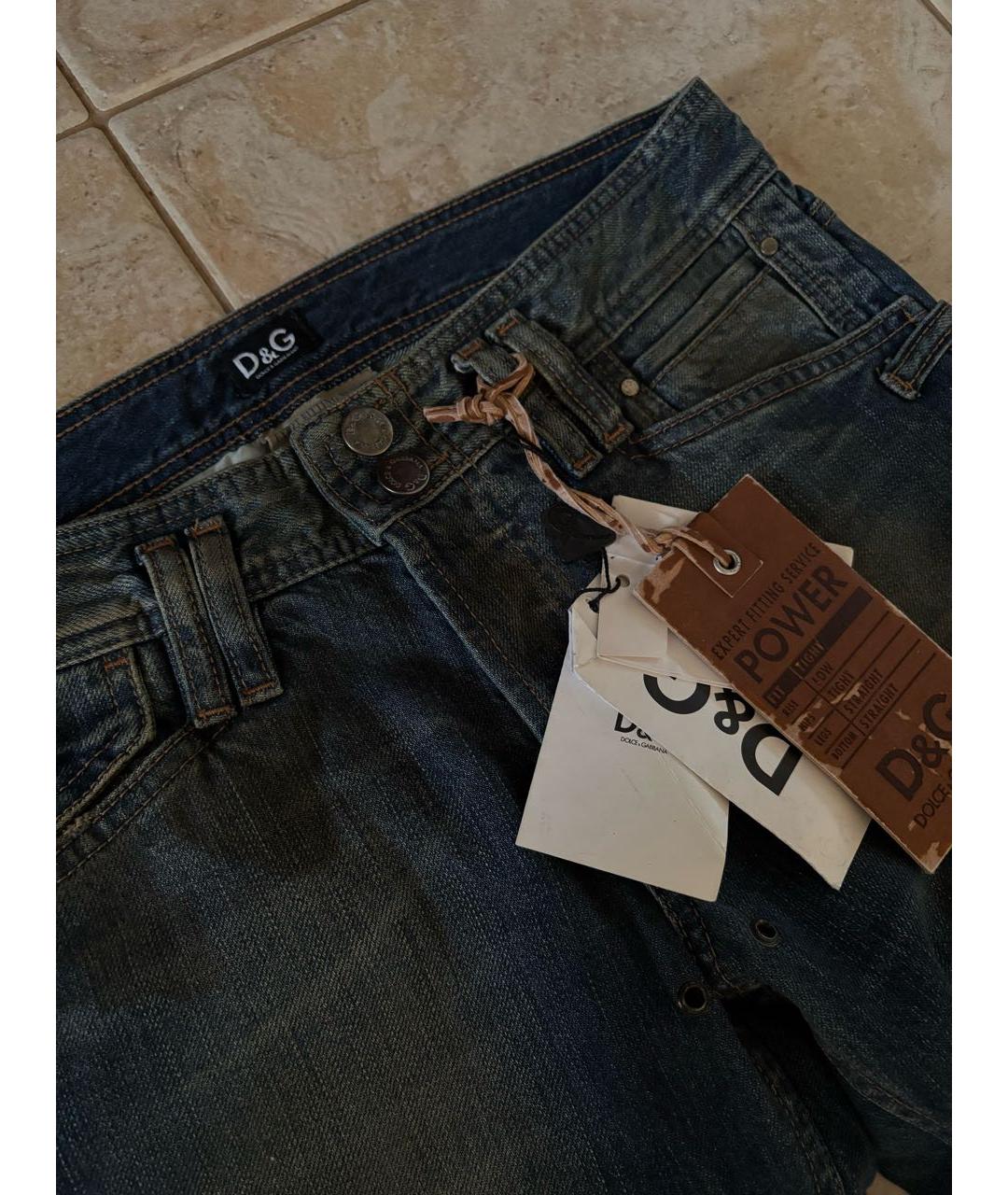 DOLCE&GABBANA Темно-синие хлопковые прямые джинсы, фото 4