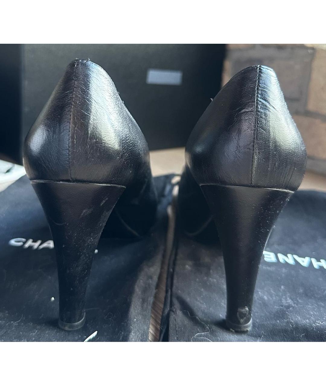CHANEL Черные кожаные туфли, фото 4