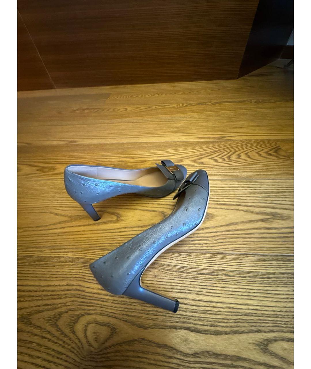 FERRAGAMO Серые туфли из экзотической кожи, фото 6