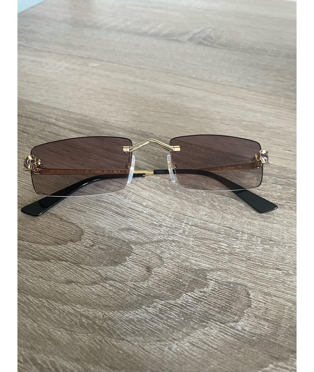 CARTIER Золотые металлические солнцезащитные очки, фото 2