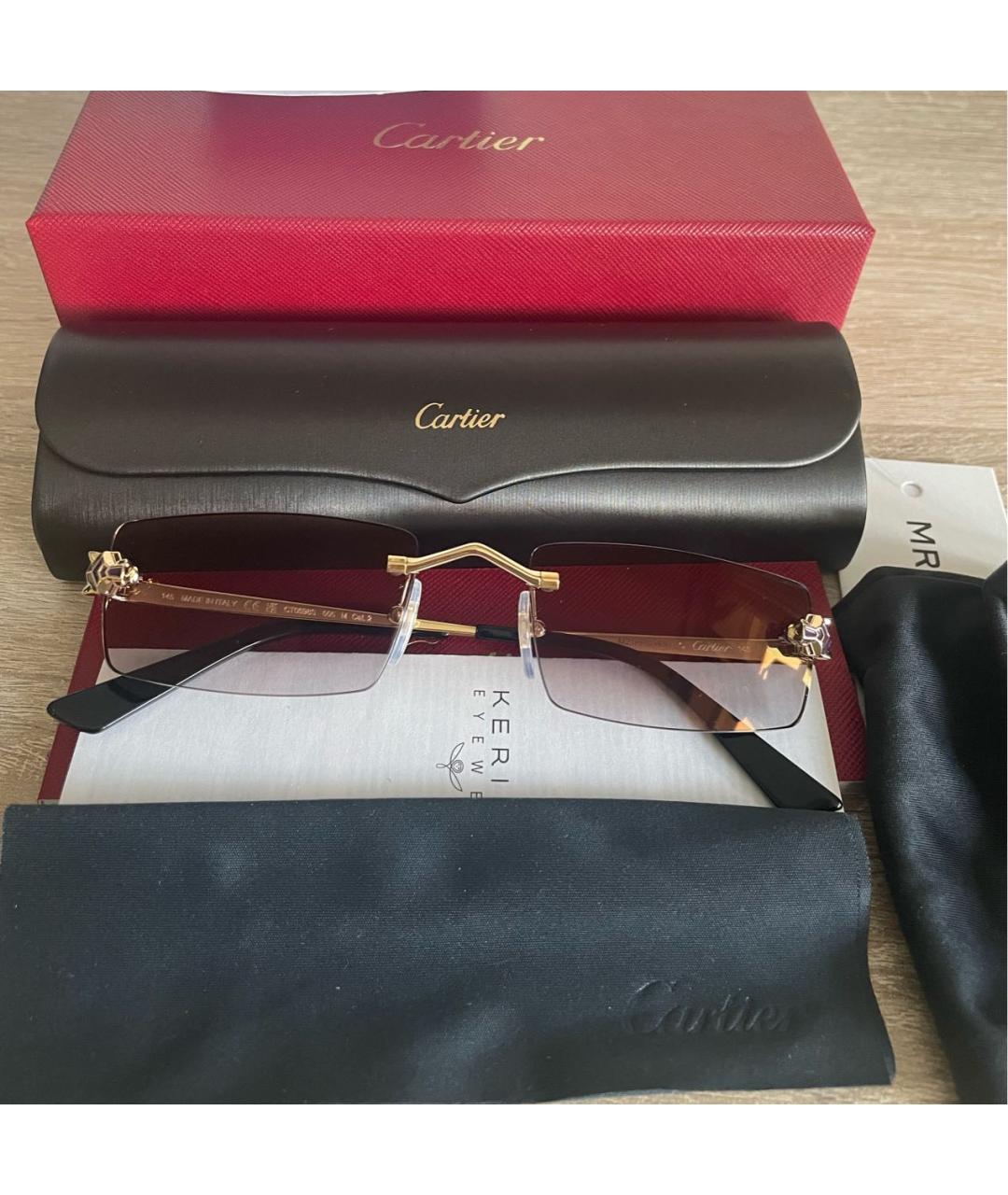 CARTIER Золотые металлические солнцезащитные очки, фото 8