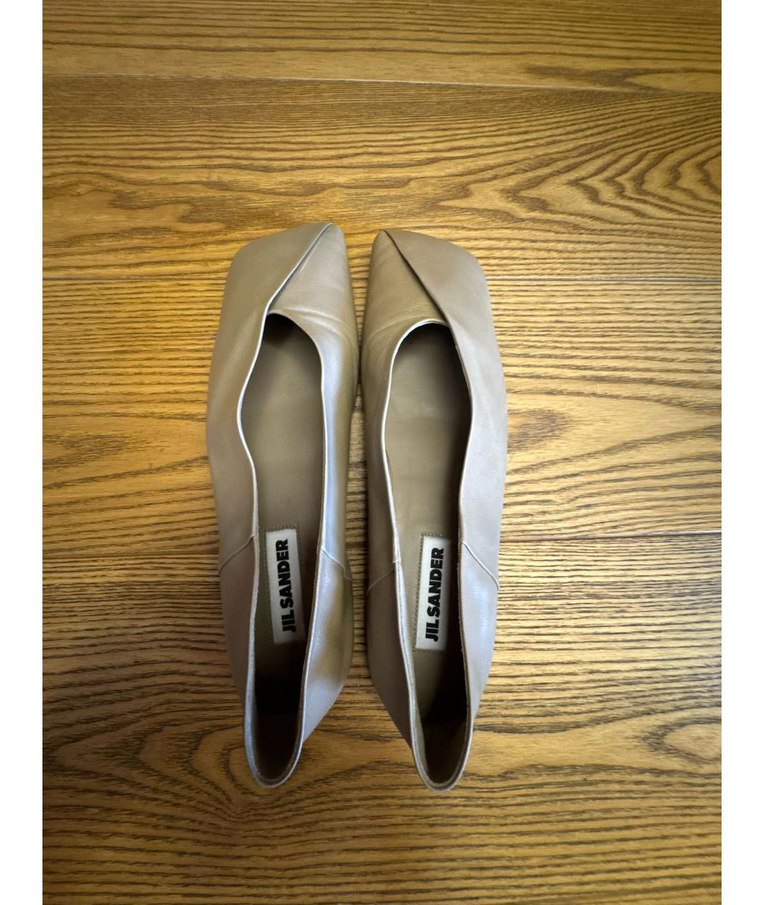 JIL SANDER Бежевые кожаные лоферы, фото 3