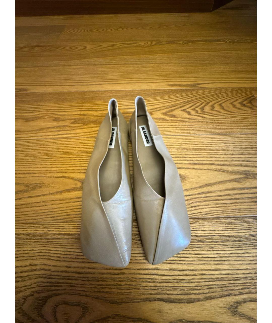JIL SANDER Бежевые кожаные лоферы, фото 2