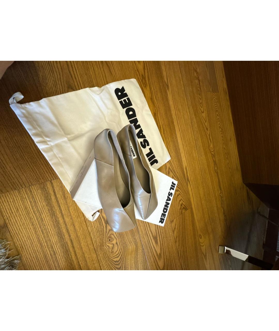 JIL SANDER Бежевые кожаные лоферы, фото 8