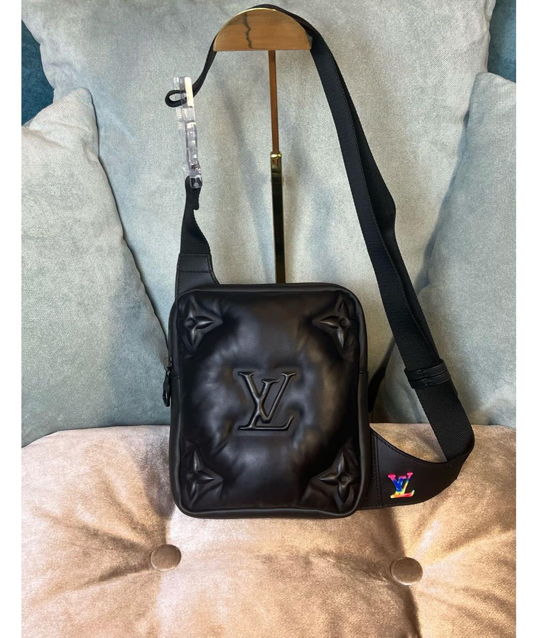 LOUIS VUITTON Черная кожаная сумка через плечо, фото 9