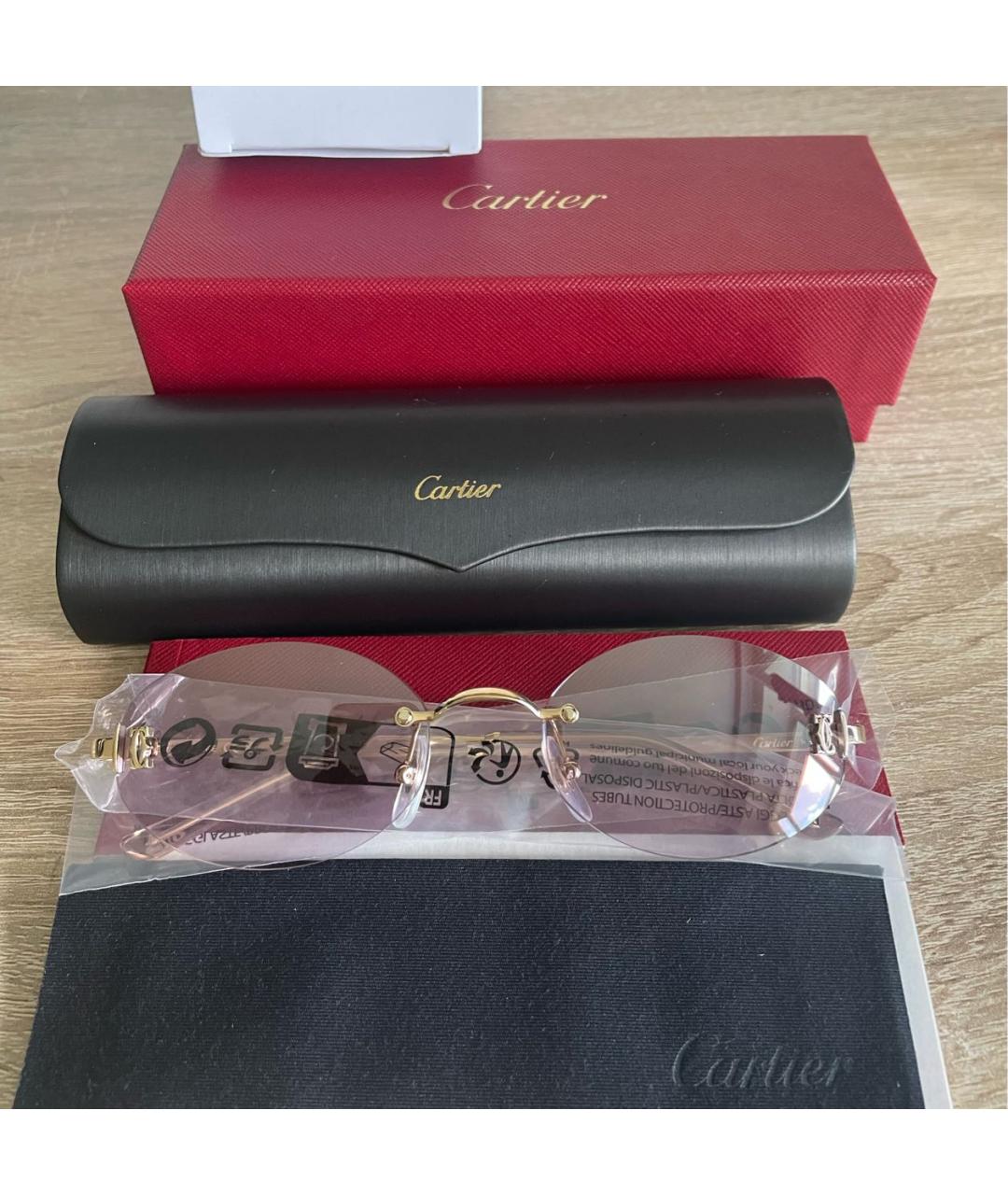 CARTIER Золотые металлические солнцезащитные очки, фото 8