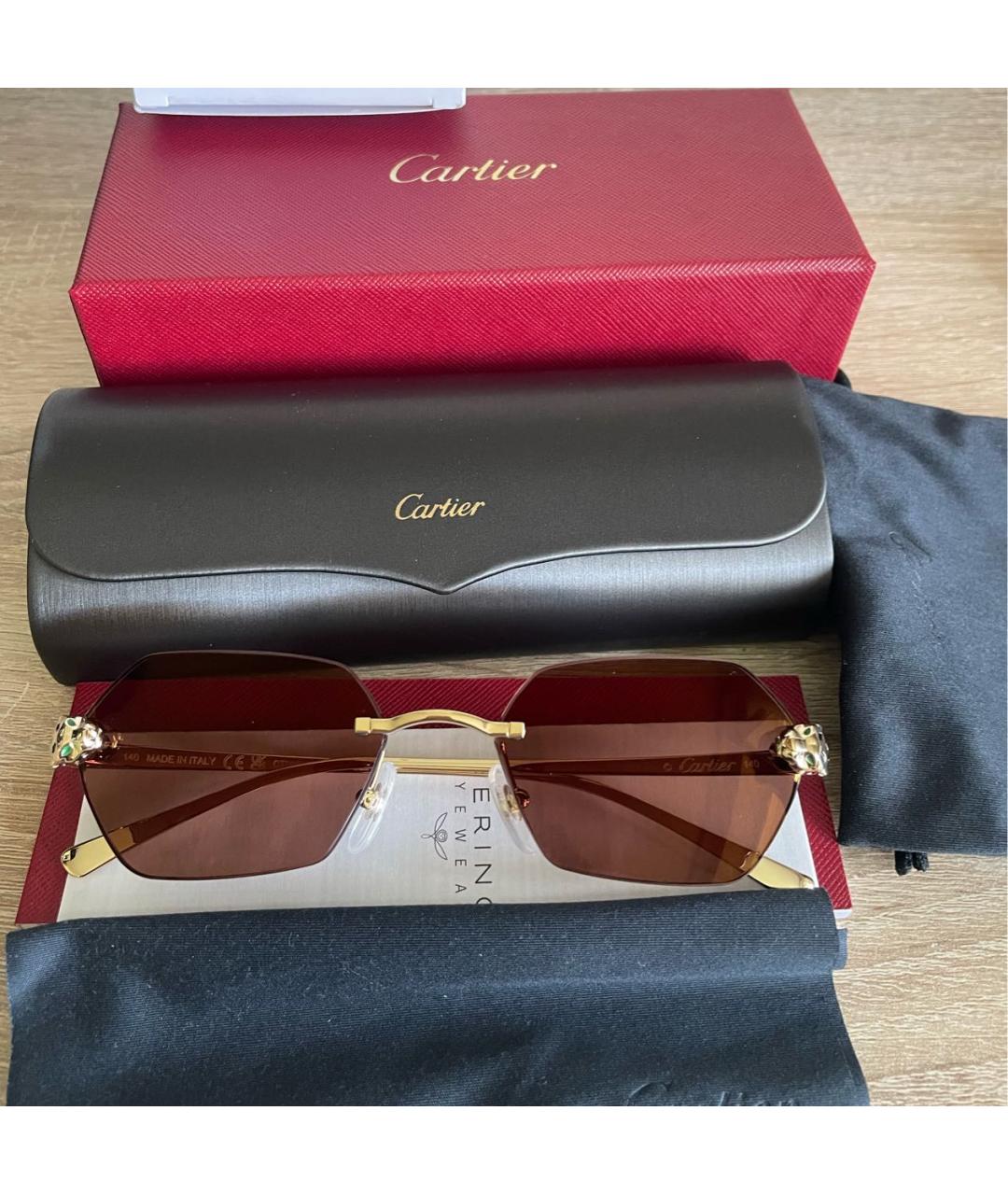 CARTIER Золотые металлические солнцезащитные очки, фото 8
