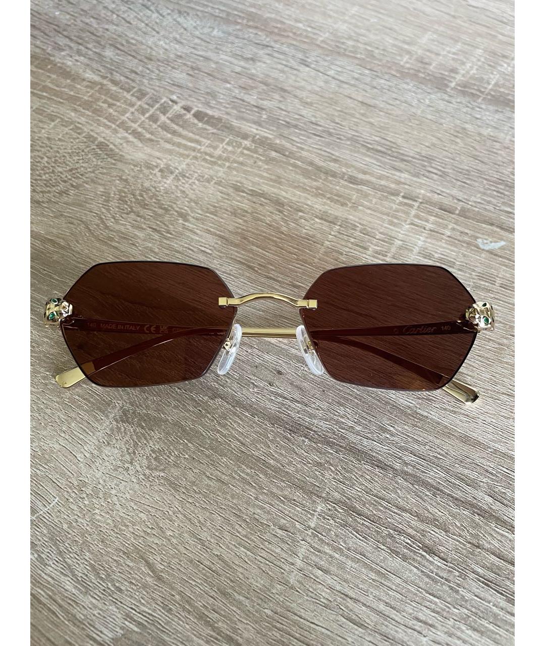 CARTIER Золотые металлические солнцезащитные очки, фото 2