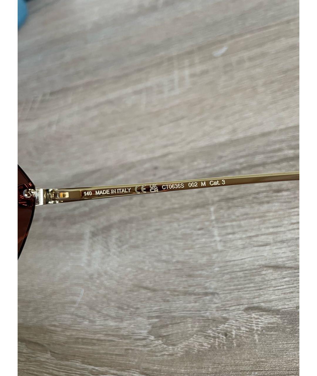CARTIER Золотые металлические солнцезащитные очки, фото 7