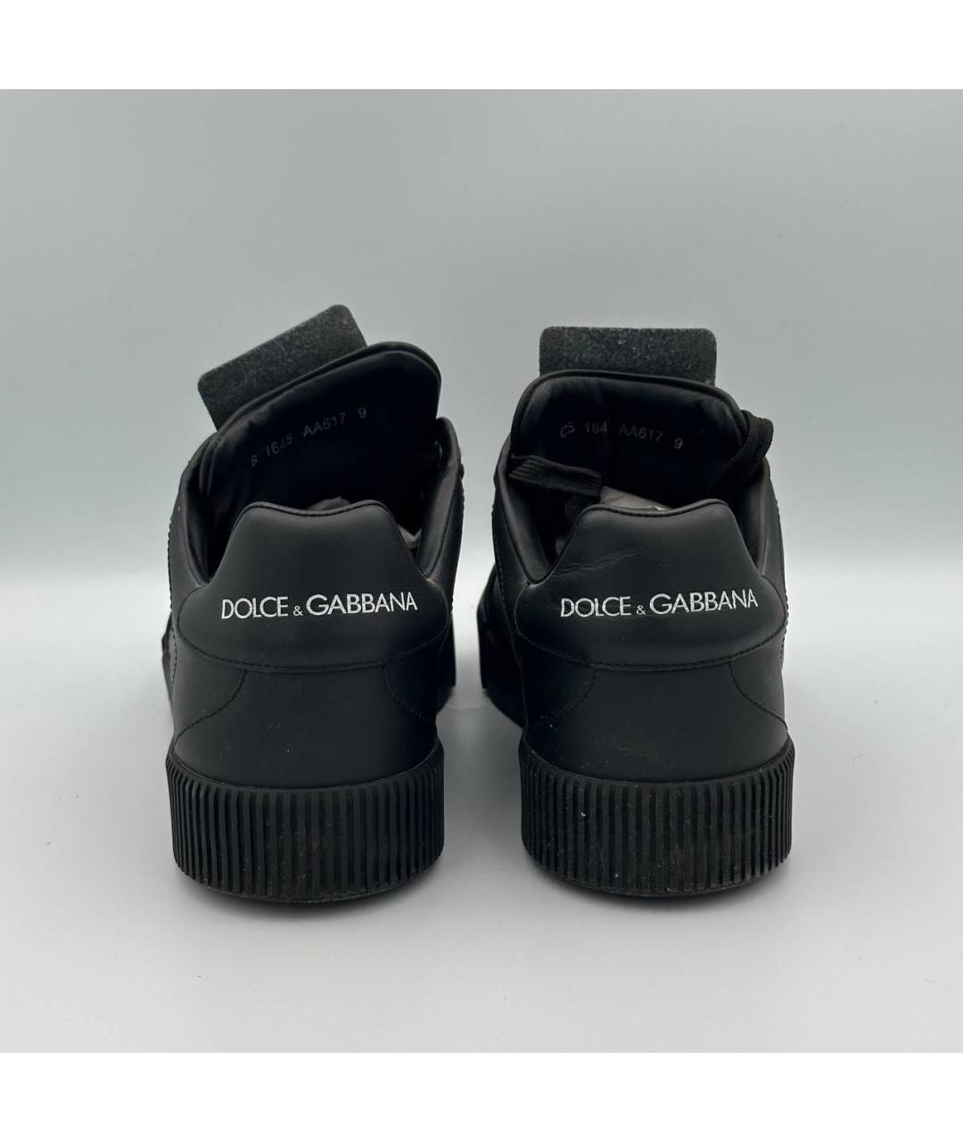 DOLCE&GABBANA Черные кожаные низкие кроссовки / кеды, фото 4