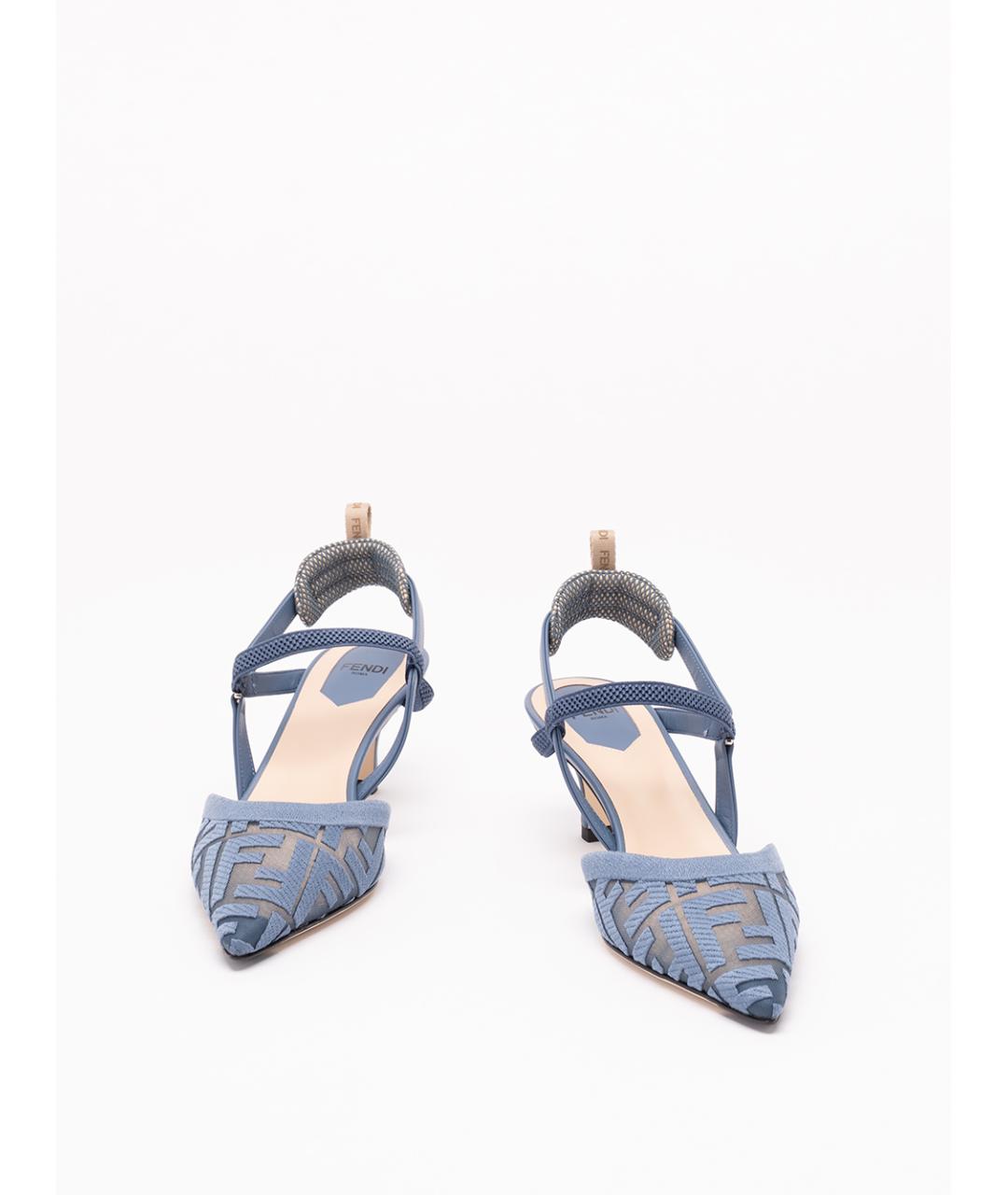 FENDI Синие синтетические туфли, фото 2