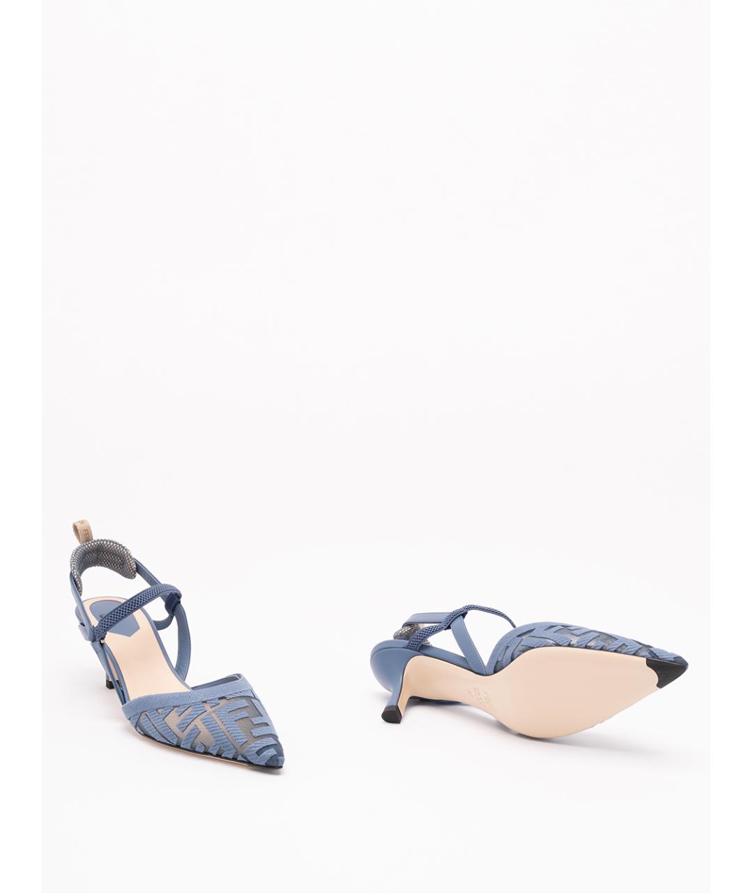 FENDI Синие синтетические туфли, фото 4