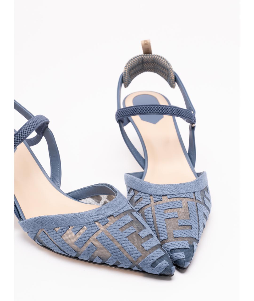 FENDI Синие синтетические туфли, фото 5