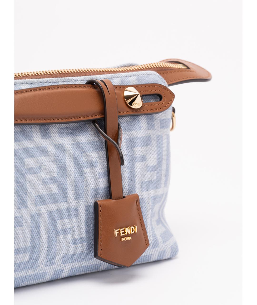 FENDI Голубая тканевая сумка через плечо, фото 4