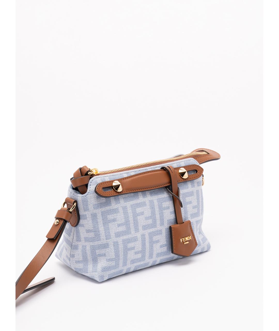 FENDI Голубая тканевая сумка через плечо, фото 3