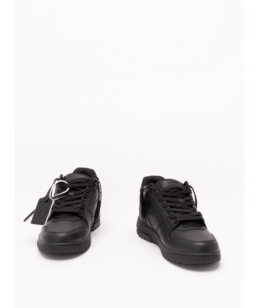 OFF-WHITE Черные кожаные низкие кроссовки / кеды, фото 2