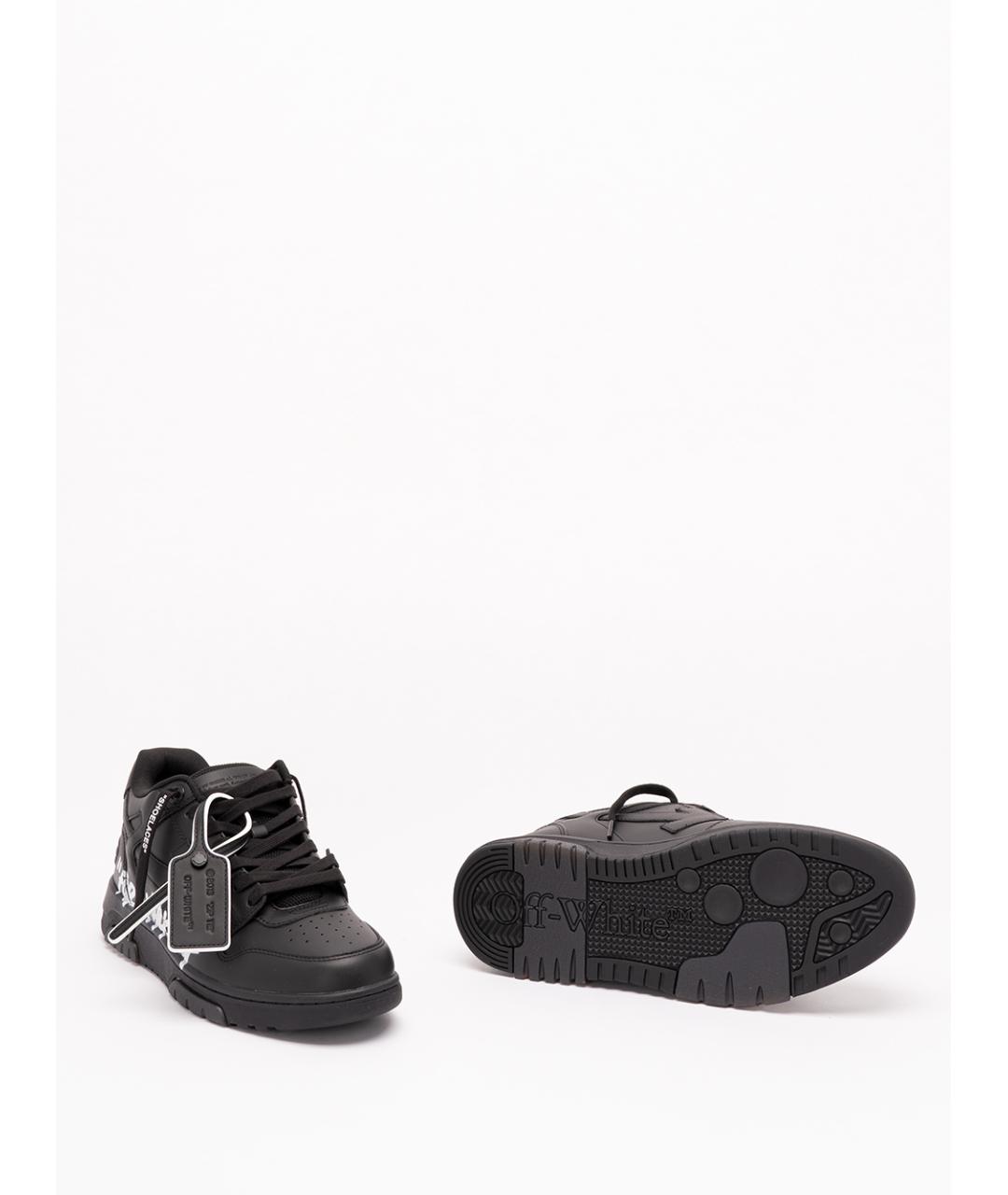 OFF-WHITE Черные кожаные низкие кроссовки / кеды, фото 4