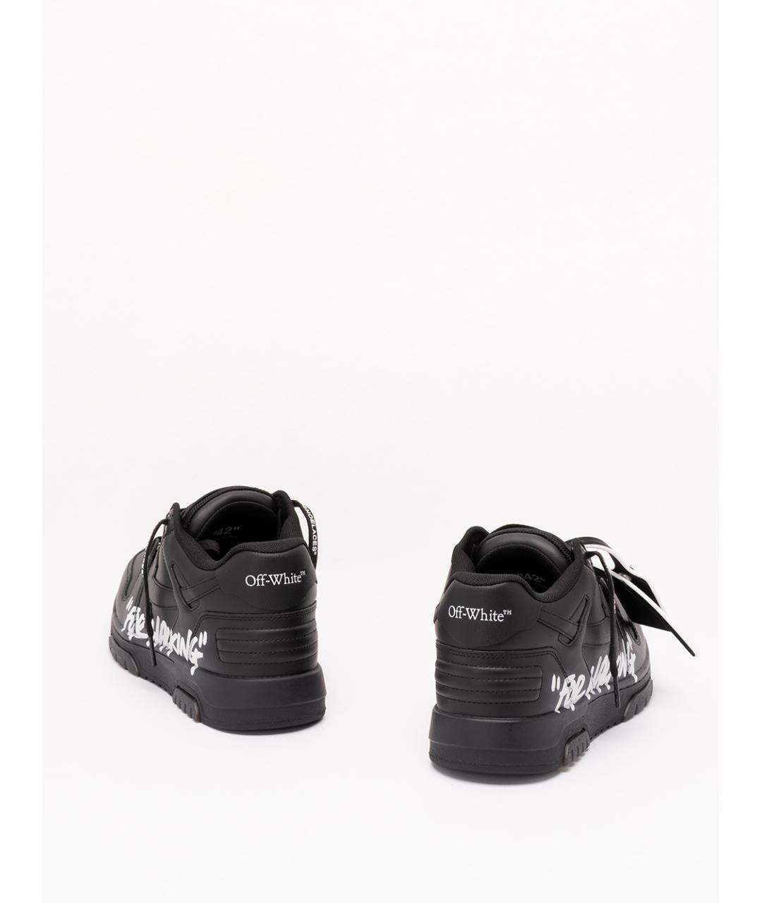 OFF-WHITE Черные кожаные низкие кроссовки / кеды, фото 3