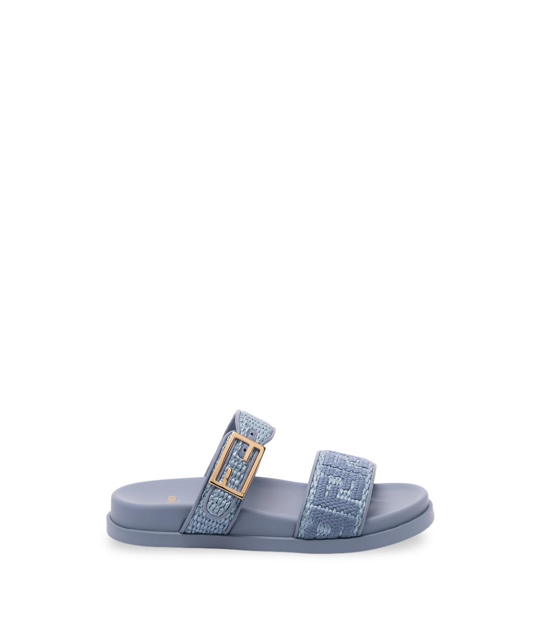 FENDI Синие синтетические сандалии, фото 1