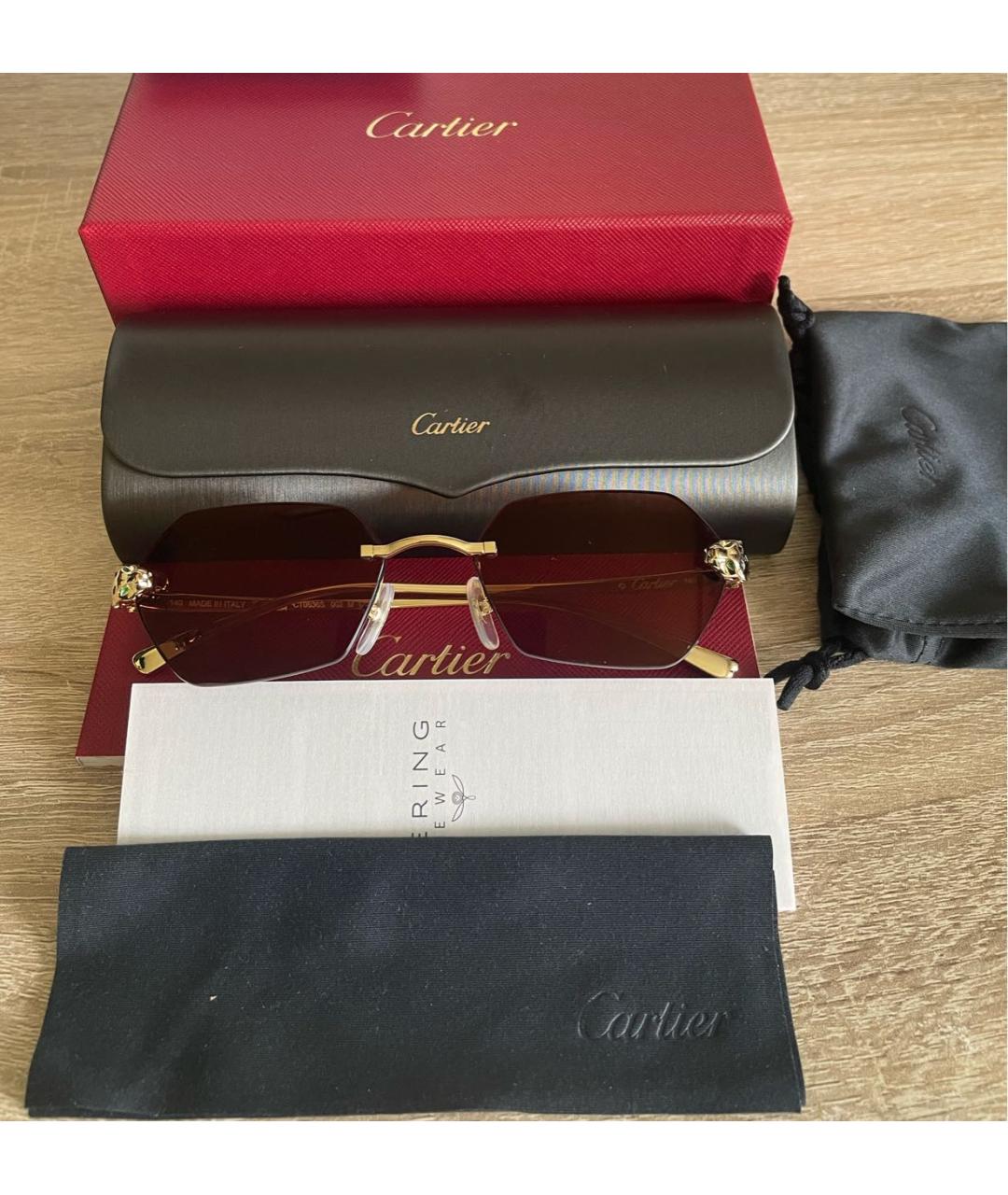 CARTIER Золотые металлические солнцезащитные очки, фото 8