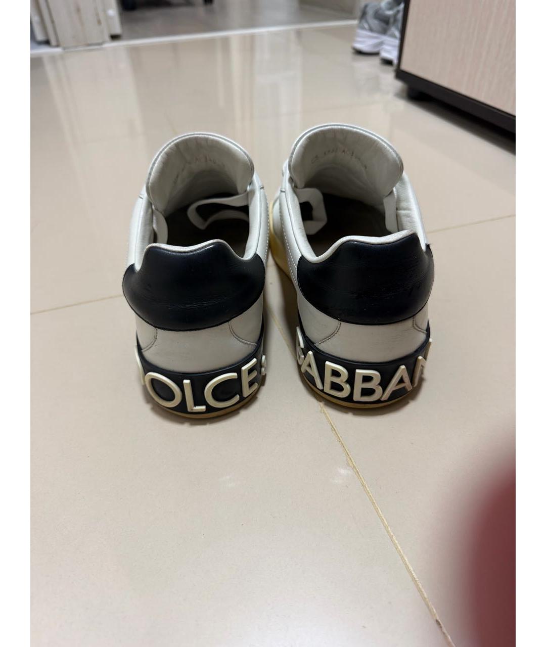 DOLCE&GABBANA Белые кожаные низкие кроссовки / кеды, фото 4