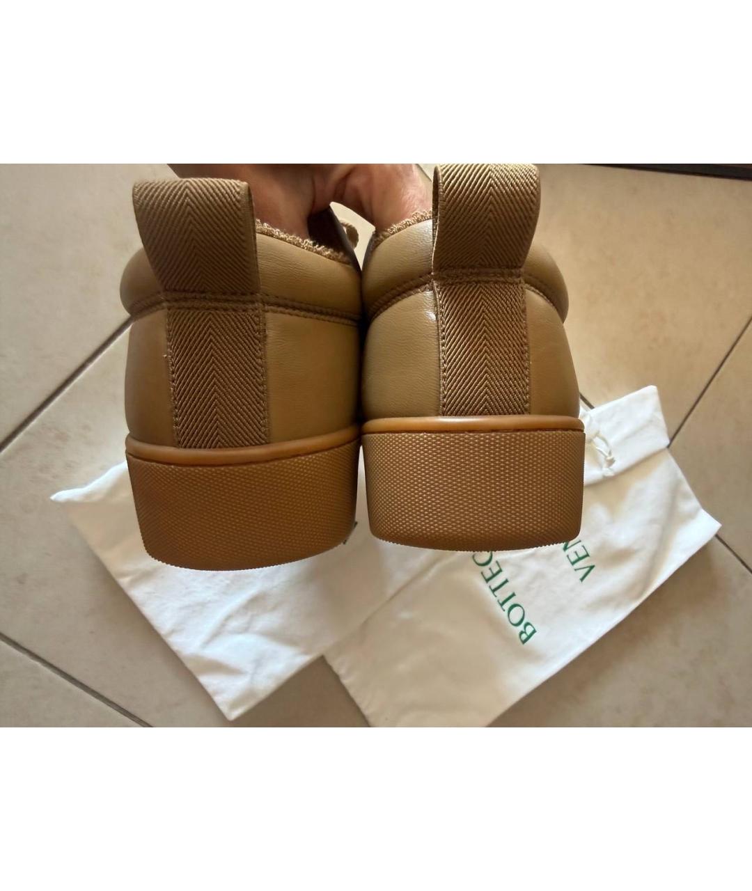 BOTTEGA VENETA Коричневые кожаные кроссовки, фото 7