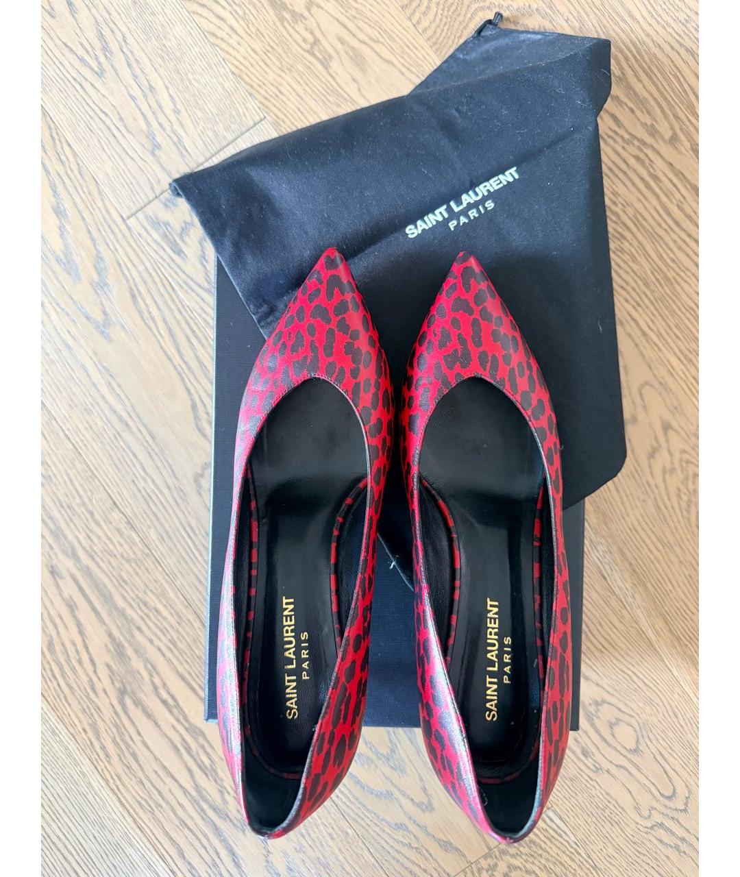 SAINT LAURENT Бордовые кожаные туфли, фото 3