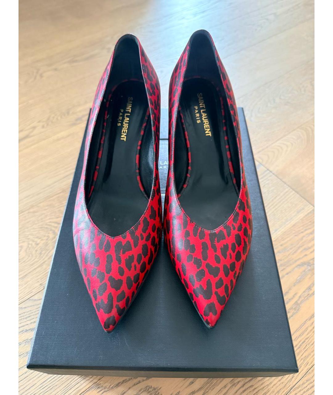 SAINT LAURENT Бордовые кожаные туфли, фото 2