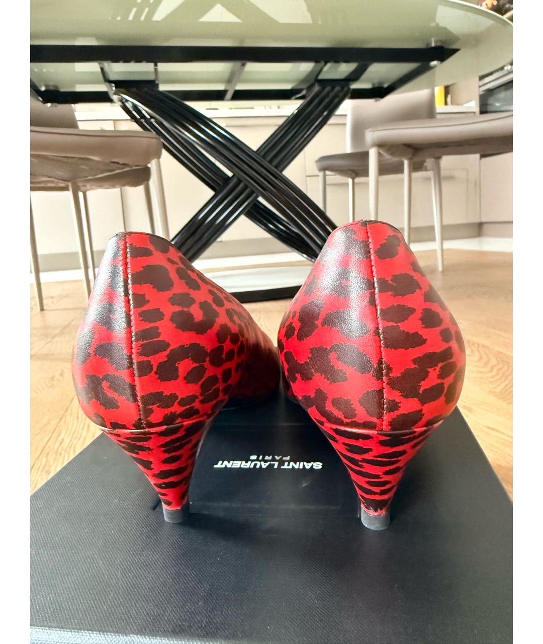 SAINT LAURENT Бордовые кожаные туфли, фото 4