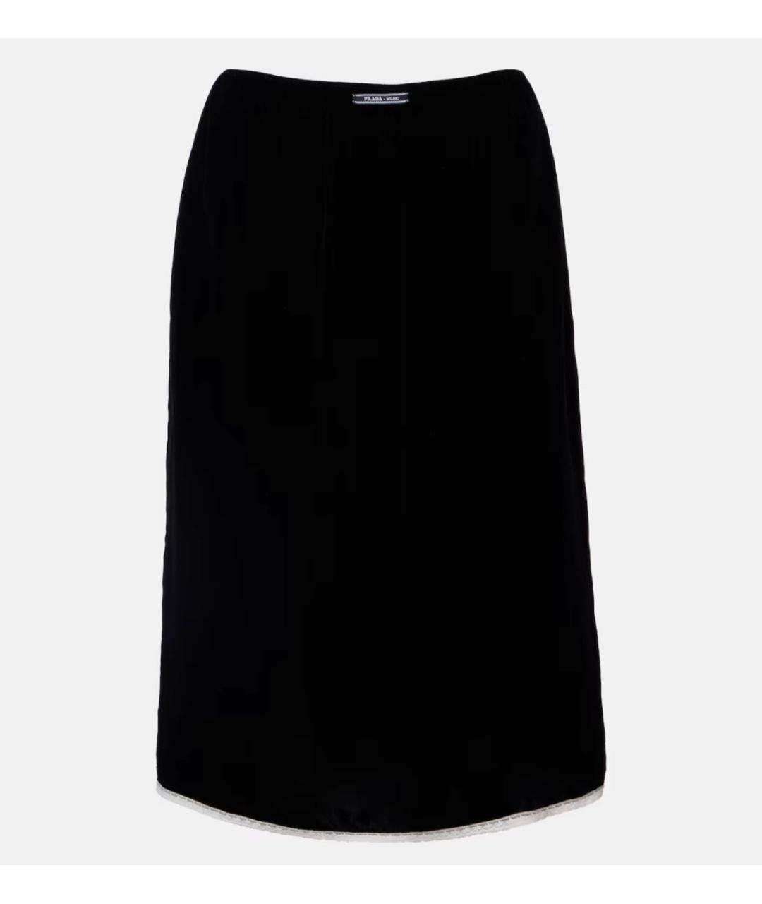 PRADA Черная велюровая юбка миди, фото 9