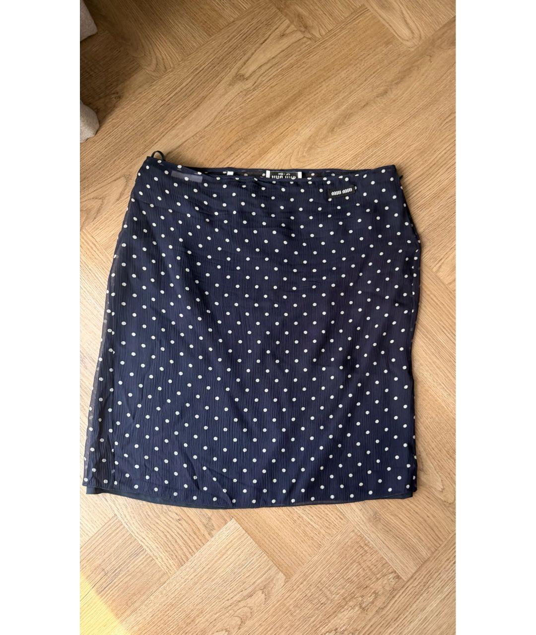 MIU MIU Синяя креповая юбка миди, фото 9