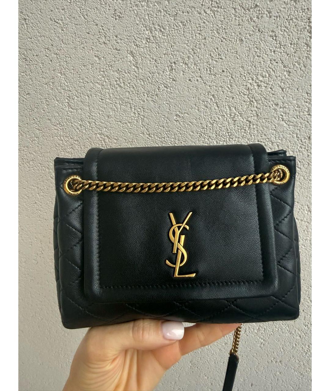 SAINT LAURENT Черная кожаная сумка через плечо, фото 5