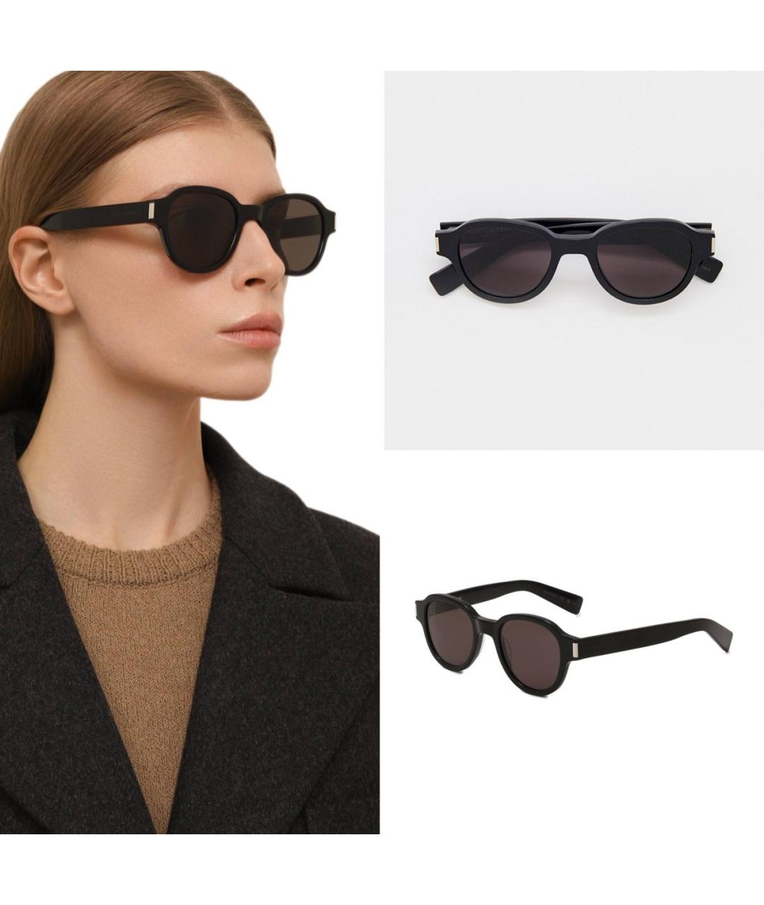 SAINT LAURENT Черные пластиковые солнцезащитные очки, фото 8