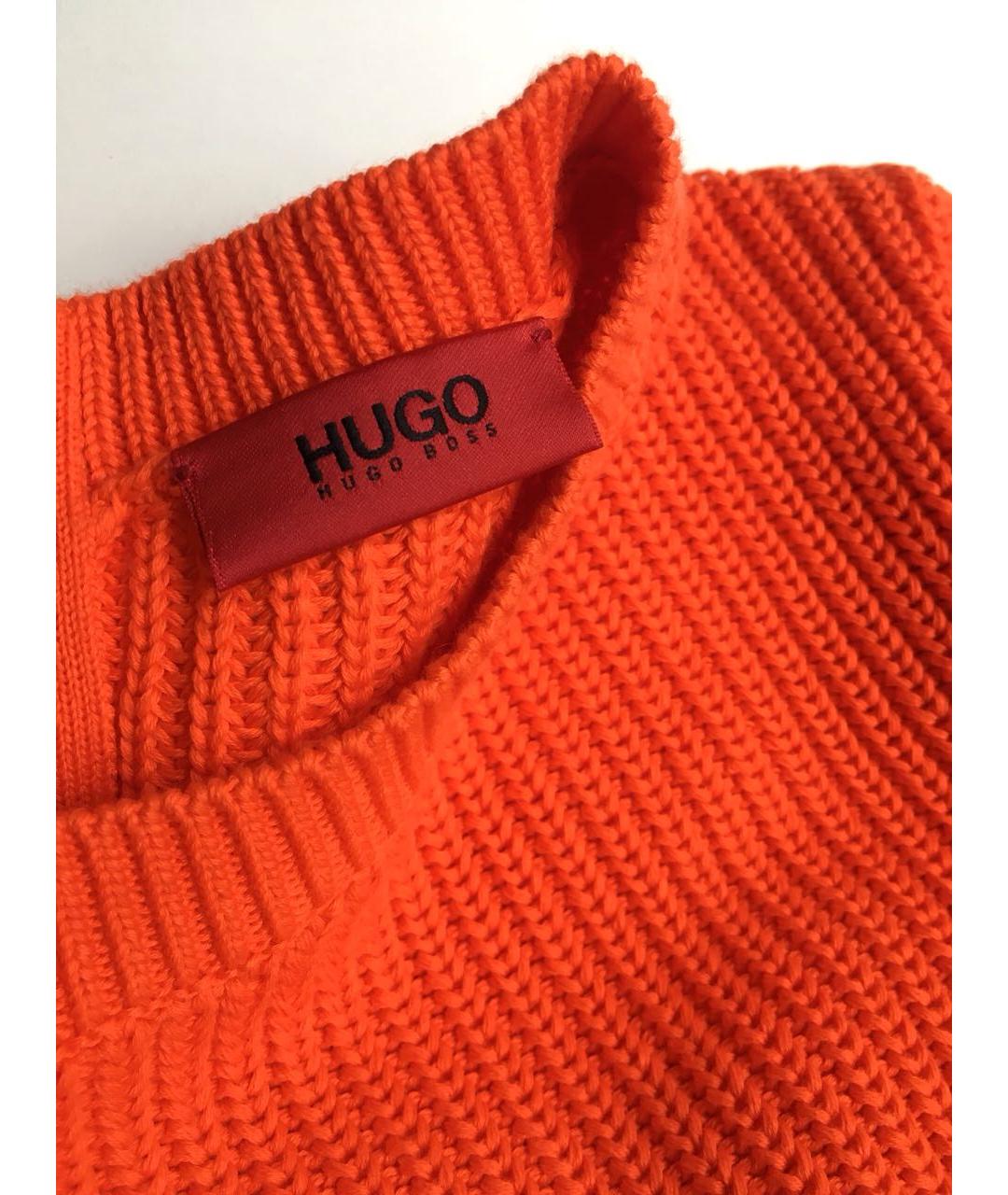 HUGO Оранжевый хлопковый джемпер / свитер, фото 3