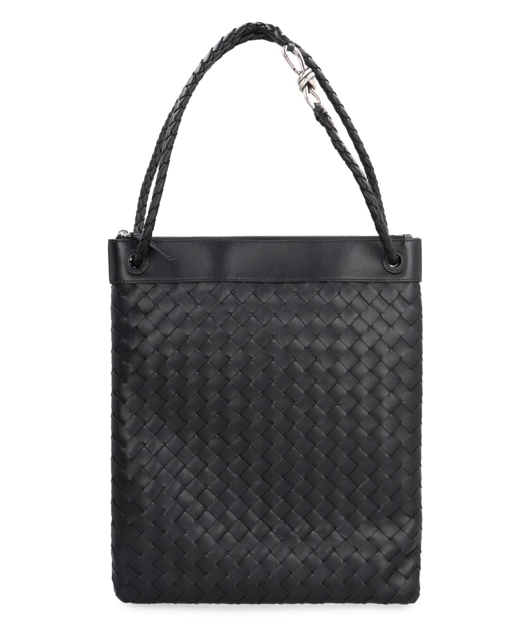 BOTTEGA VENETA Черная кожаная сумка тоут, фото 2