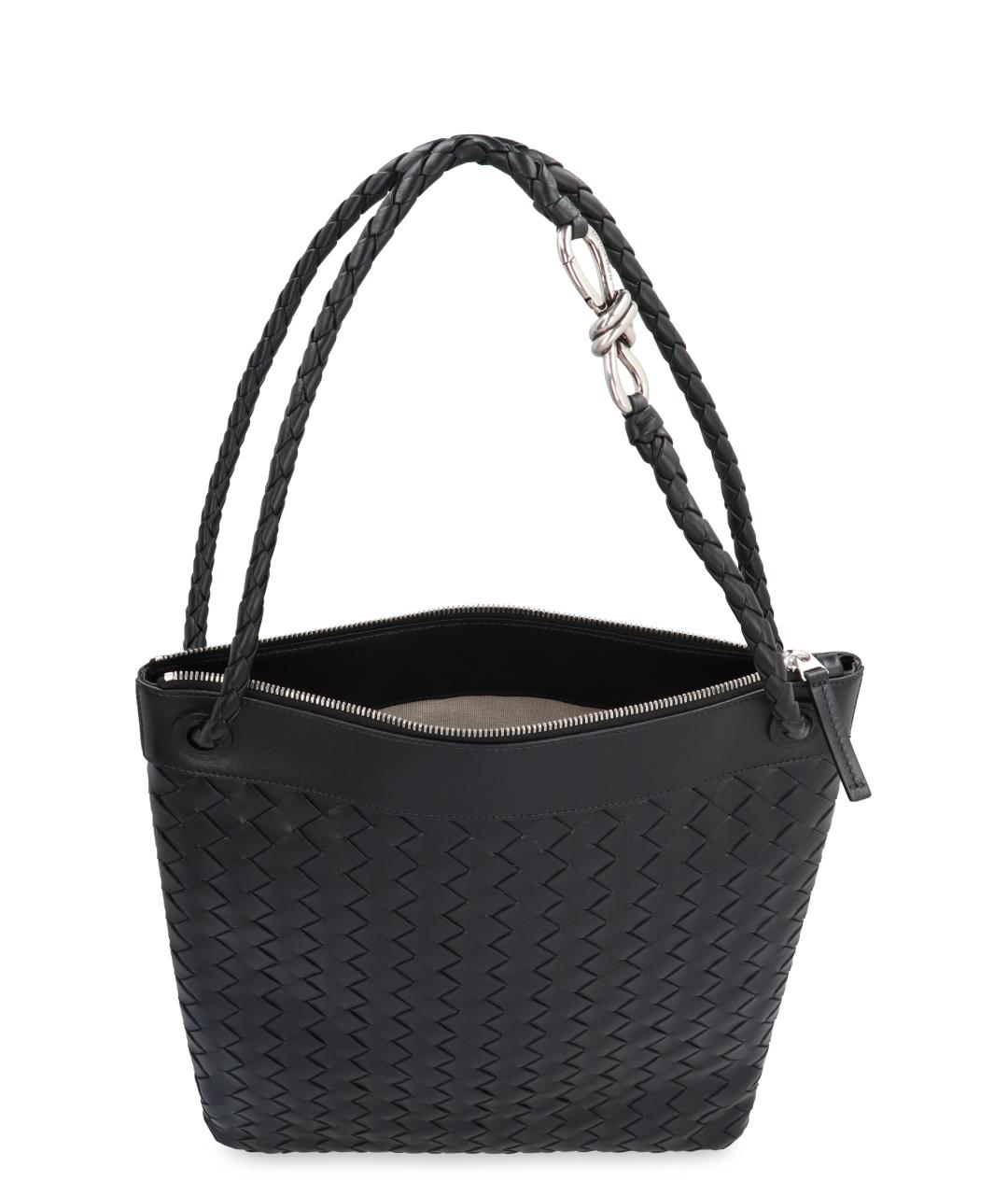 BOTTEGA VENETA Черная кожаная сумка тоут, фото 6